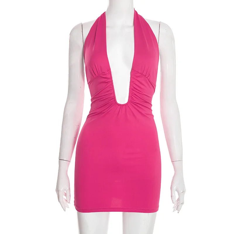SOERA Elena Ruched Halter Mini Dress - Dress - Pink S