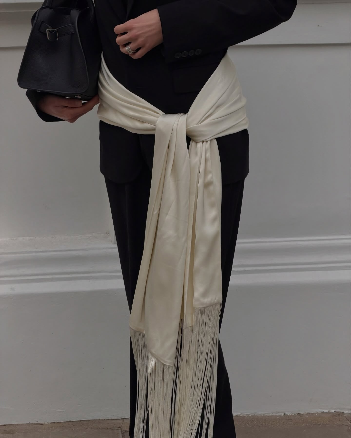 SOERA Isabelle Fringe Tassel Satin Scarf Belt - Accessories - SOERA-231427-WHI-OS-35235 White