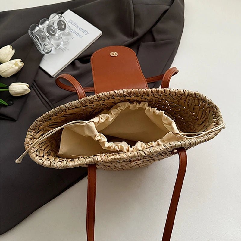 SOERA Sophia Woven Rattan Shoulder Bag - Bag - Beige