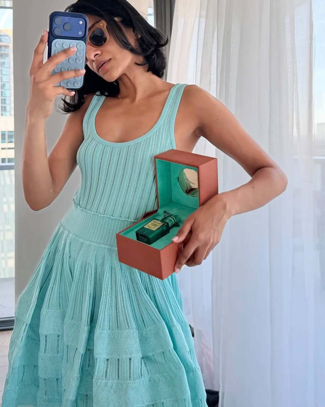 SOERA Alicia Knitted Sling Mini Dress - Dress - Teal M