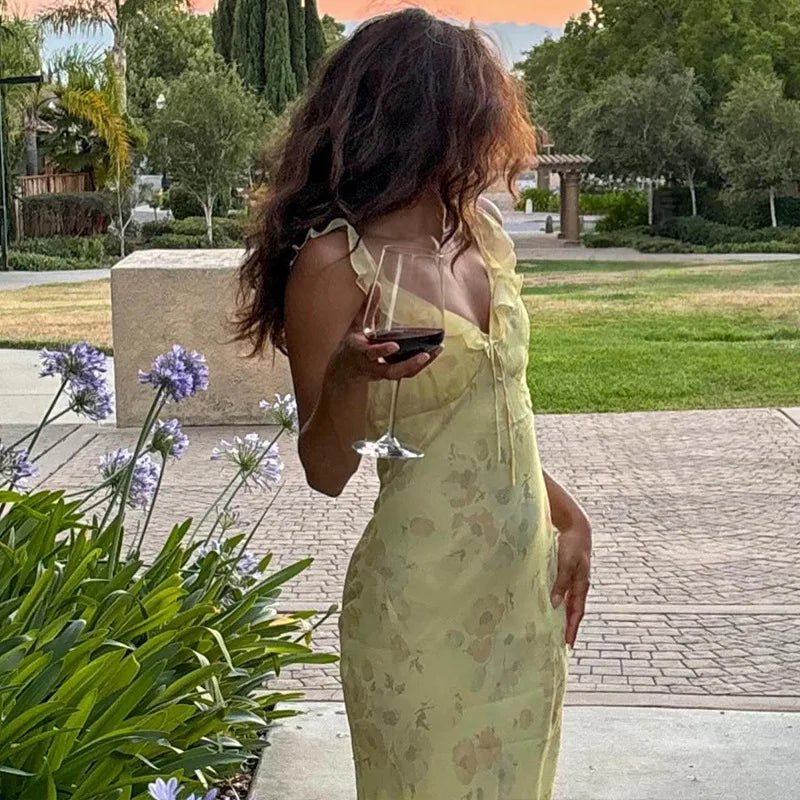SOERA Ava Floral Plunge Maxi Dress - Dress - Yellow S