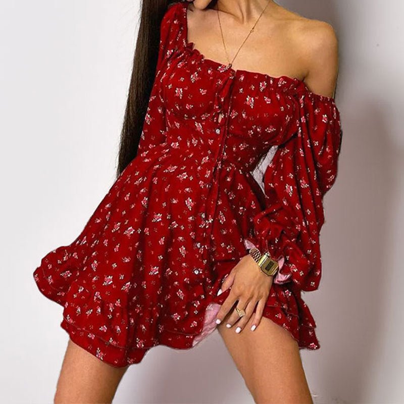 SOERA Bianca Off - Shoulder Ruffled Mini Dress - Dress - Red S