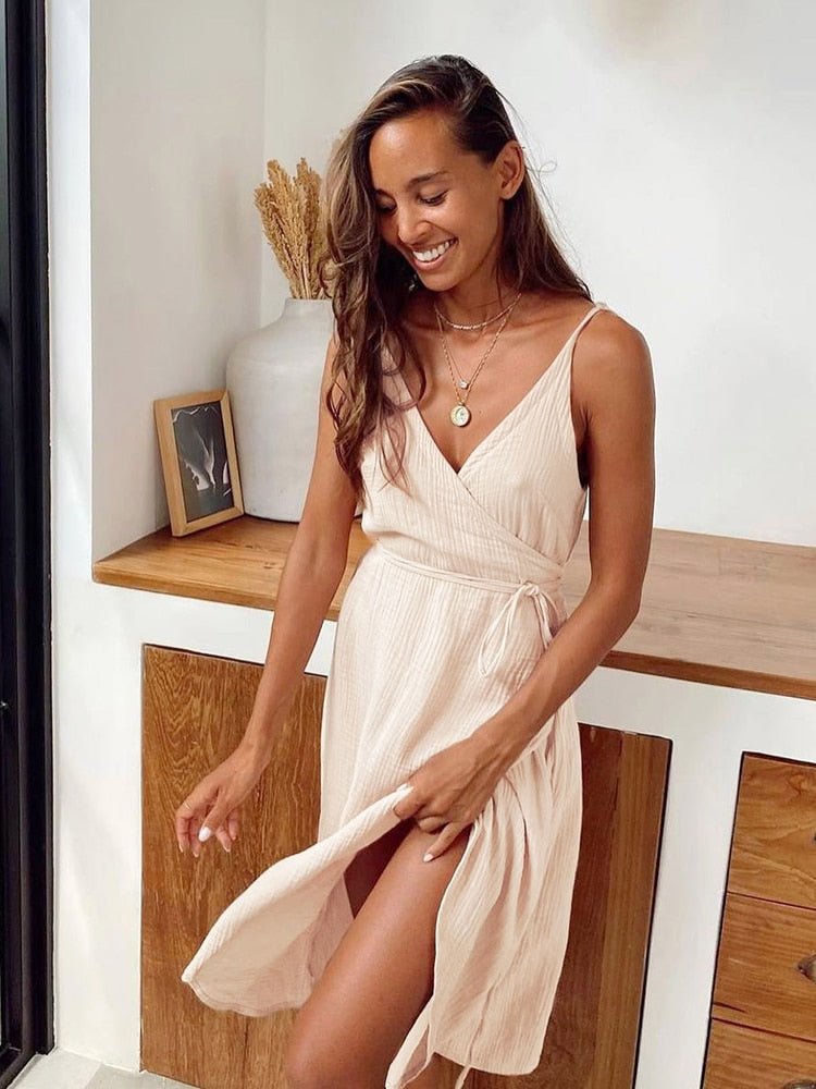 SOERA Bianca Spaghetti Strap Summer Dress - Dress - Beige S