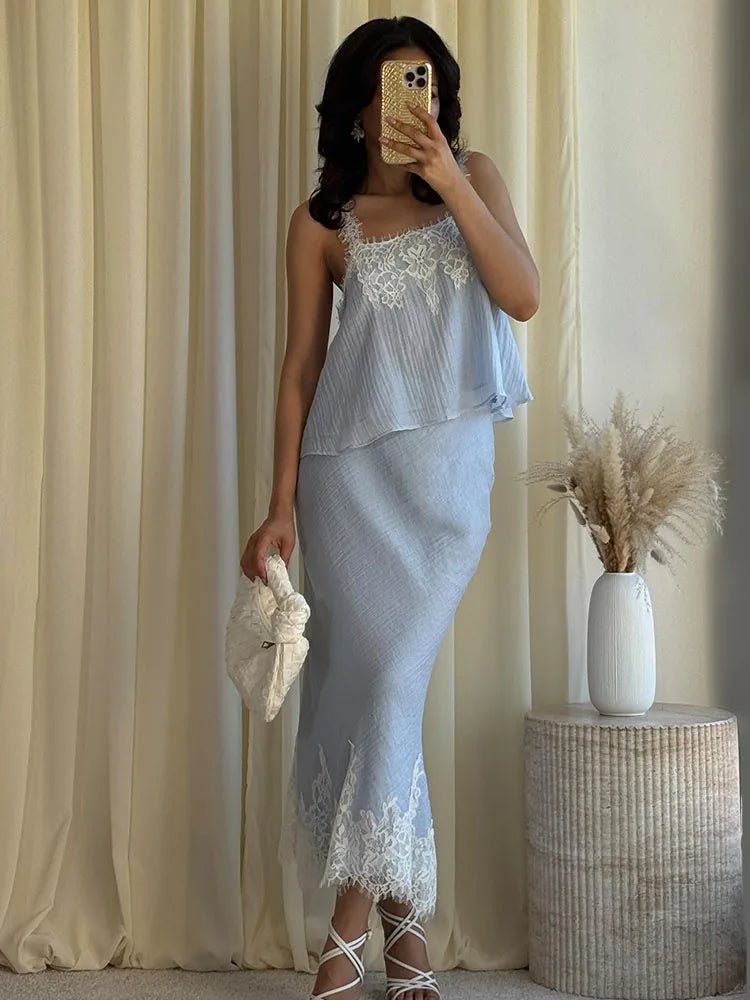 SOERA Celeste Lace Spliced Two - Piece Midi Set - Dress - Set XS