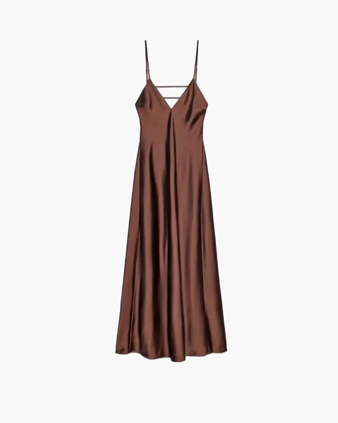 SOERA Kirra Satin Backless Maxi Dress - Dress - Brown XS