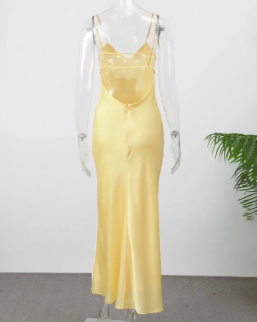 SOERA Kirra Satin Backless Maxi Dress - Dress - Yellow XS