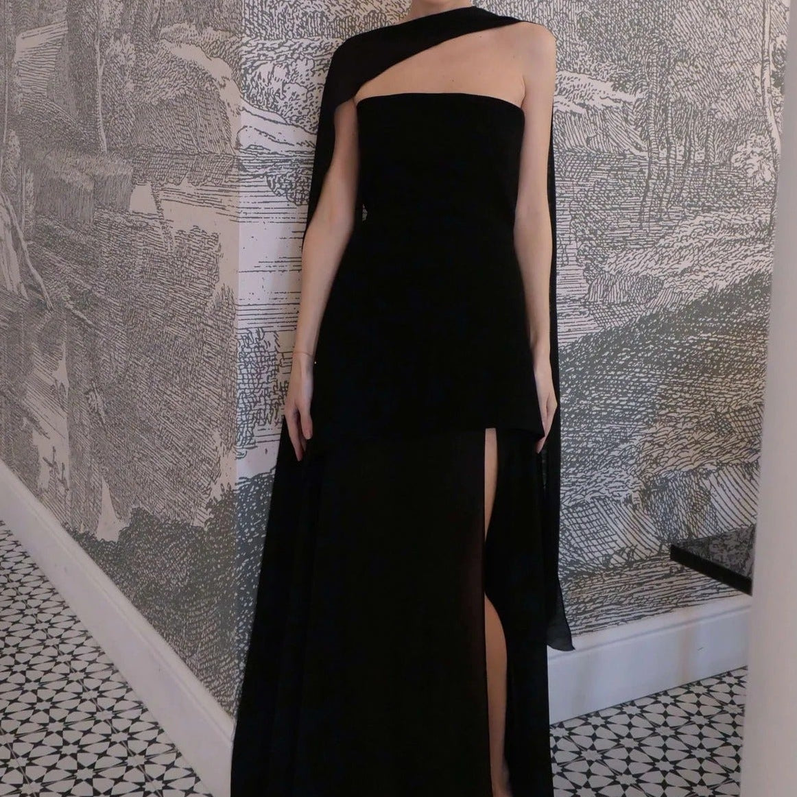 SOERA Ophelia Asymmetric Sheer Maxi Dress - Dress - SOERA-028419-S-BLACK-52291 Black S