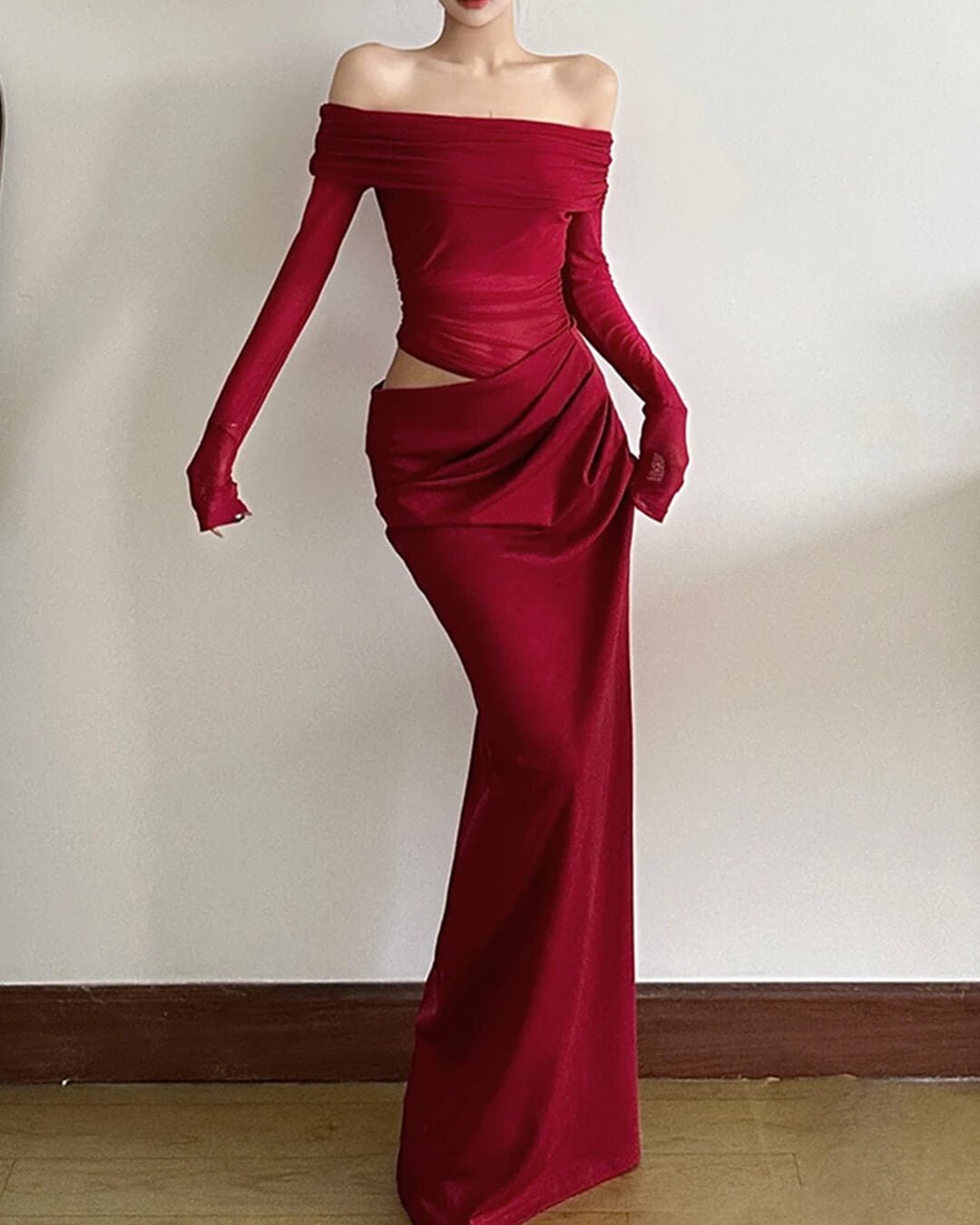 SOERA Shiela Ruched Mesh Maxi Dress - Dress - Claret M