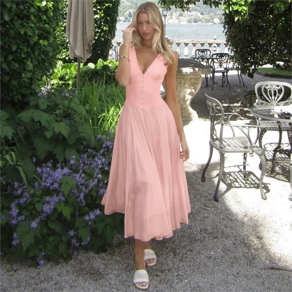 SOERA Sophia V-Neck Evening Dress - Dress - Pink S