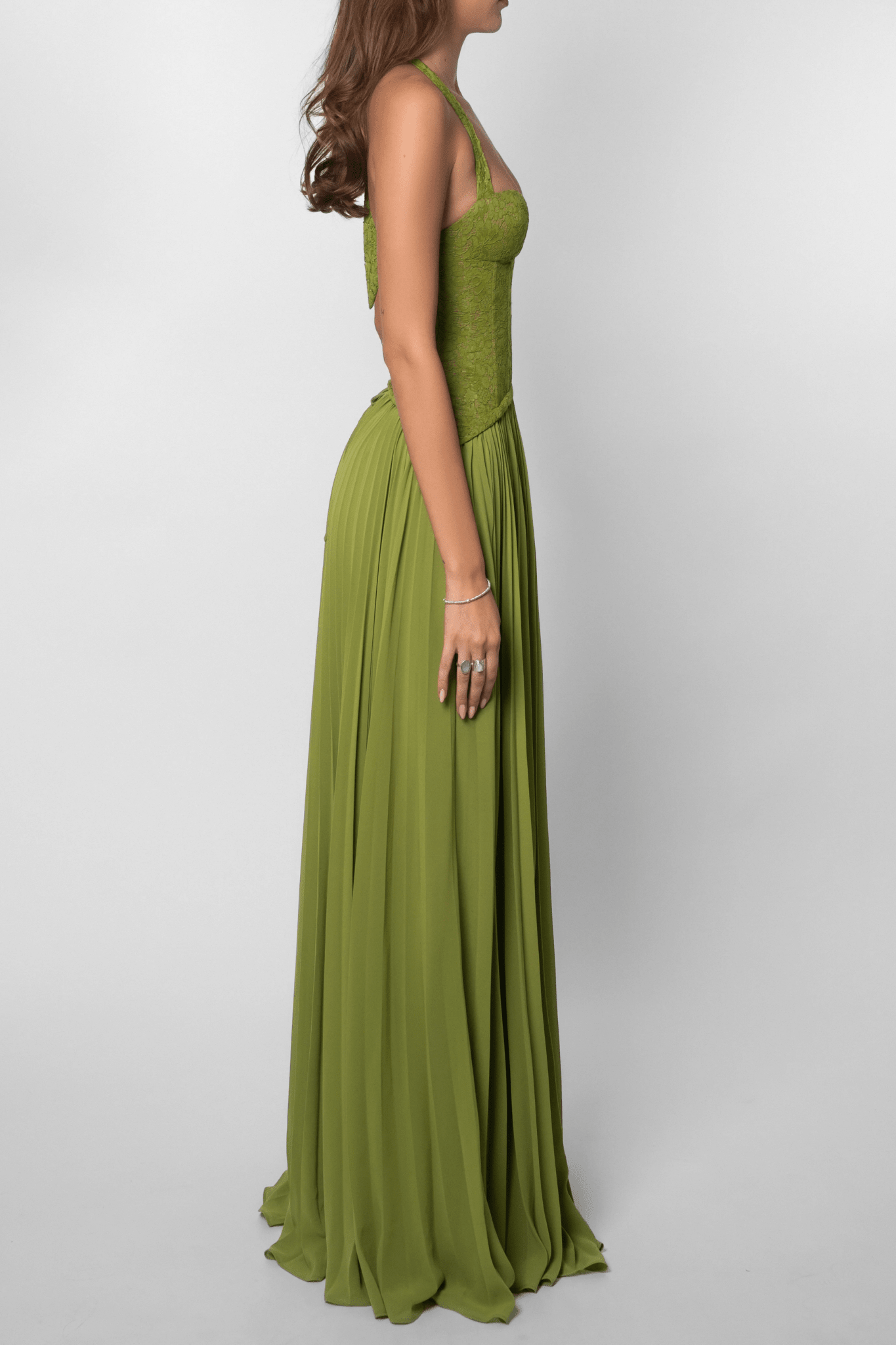 SOERA Vivian Pleated Corset Maxi Dress - Dress - Green S