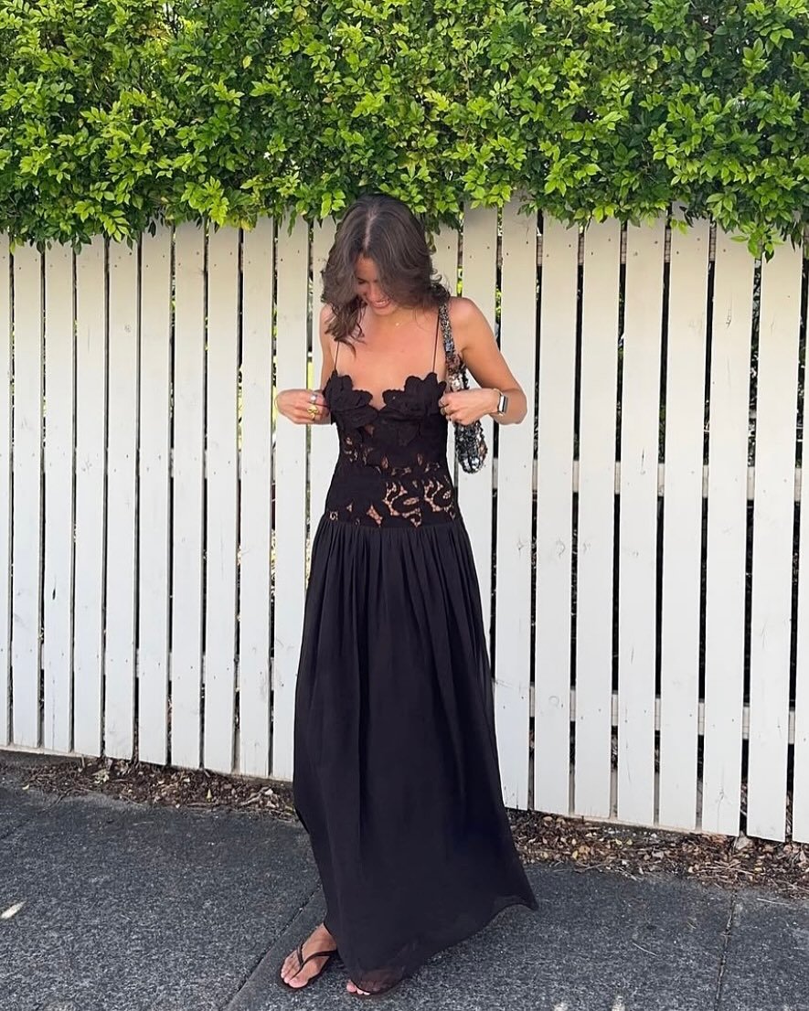 SOERA Celeste Lace Mesh Halter Evening Dress - Dresses - Black M
