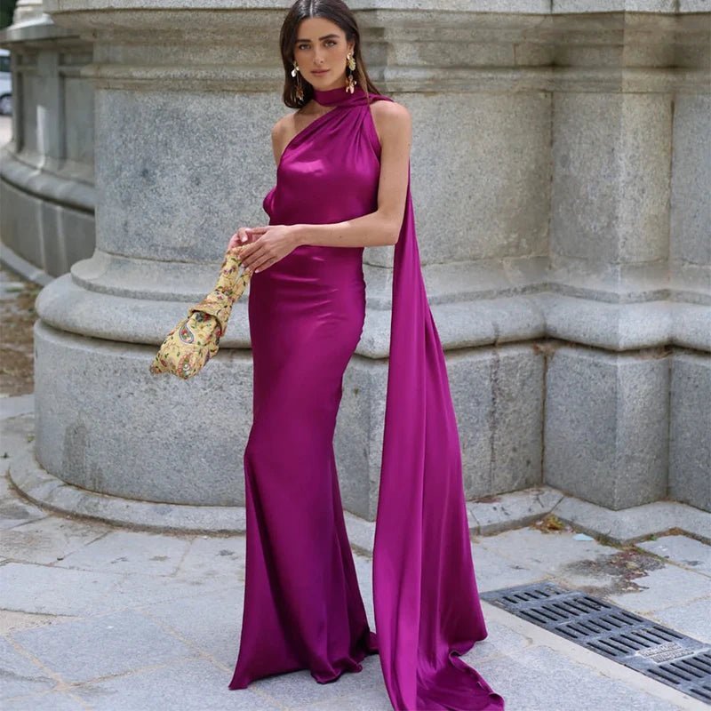 SOERA Demetra Satin Halter Backless Evening Gown - Dresses - Red S