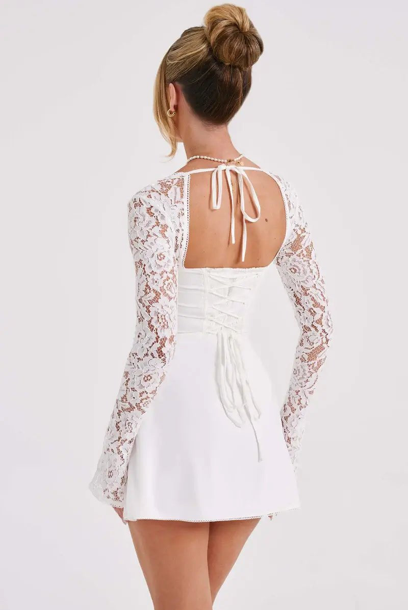 SOERA Louise mini dress with lace details - Dresses - DWOD4-HT169011 red XS
