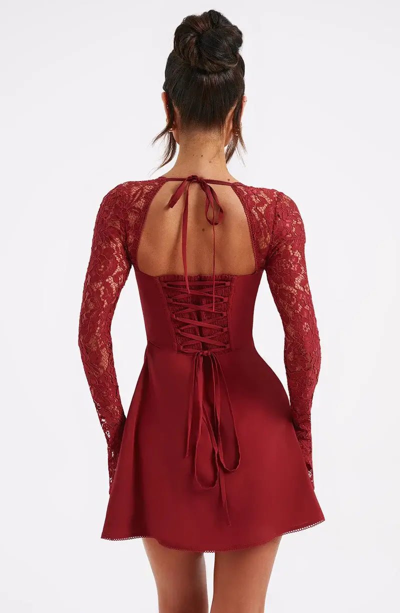 SOERA Louise mini dress with lace details - Dresses - DWOD4-HT169013 red M