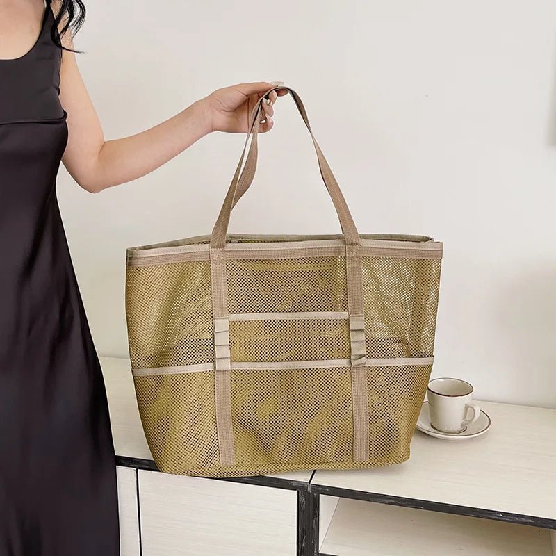 SOERA Beatrice Large Capacity Canvas Beach Tote - Handbags - Armygreen