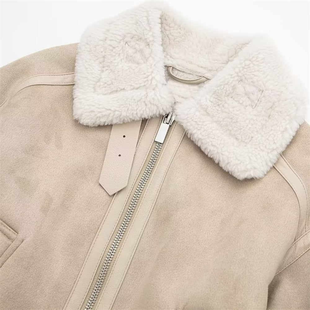 SOERA Cindy Suede Faux Fur Jacket - Jackets - UT1764442362184704312 L