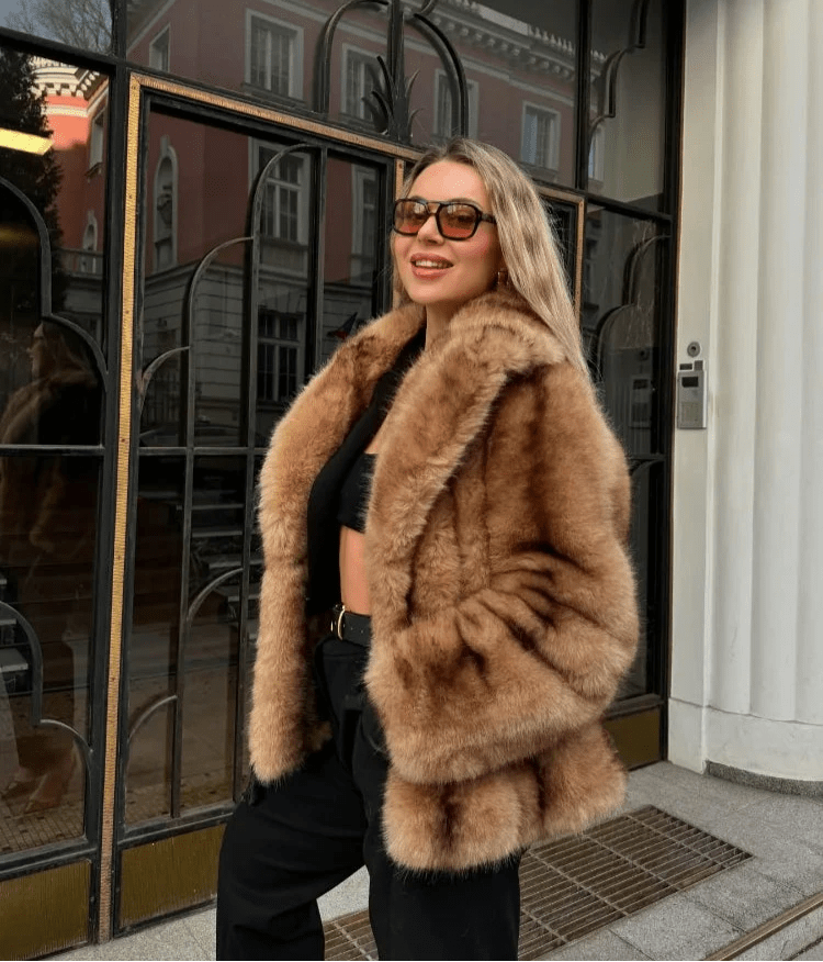 SOERA Fiona Faux Fur Coat - Jackets - Brown XL