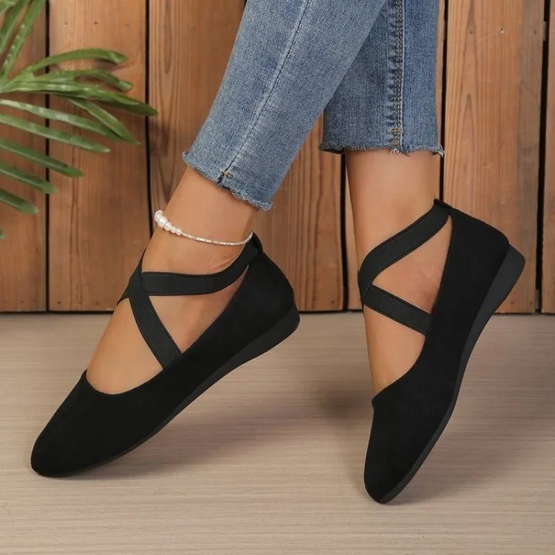 SOERA Anais Pointed Toe Cross-Strap Ballet Flats - Shoes - 36
