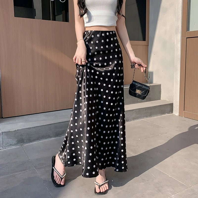SOERA Bianca Polka Dot Mermaid Midi Skirt - Skirt - Black XS