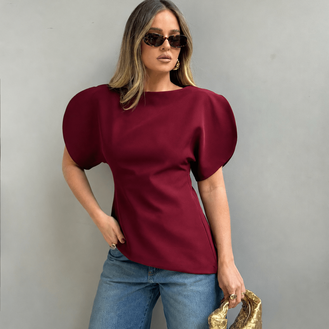 SOERA Sienna Tricot Balloon Sleeve Top - Top - SOERA-585475-S-TAUPEB-08195 Taupe Brown S