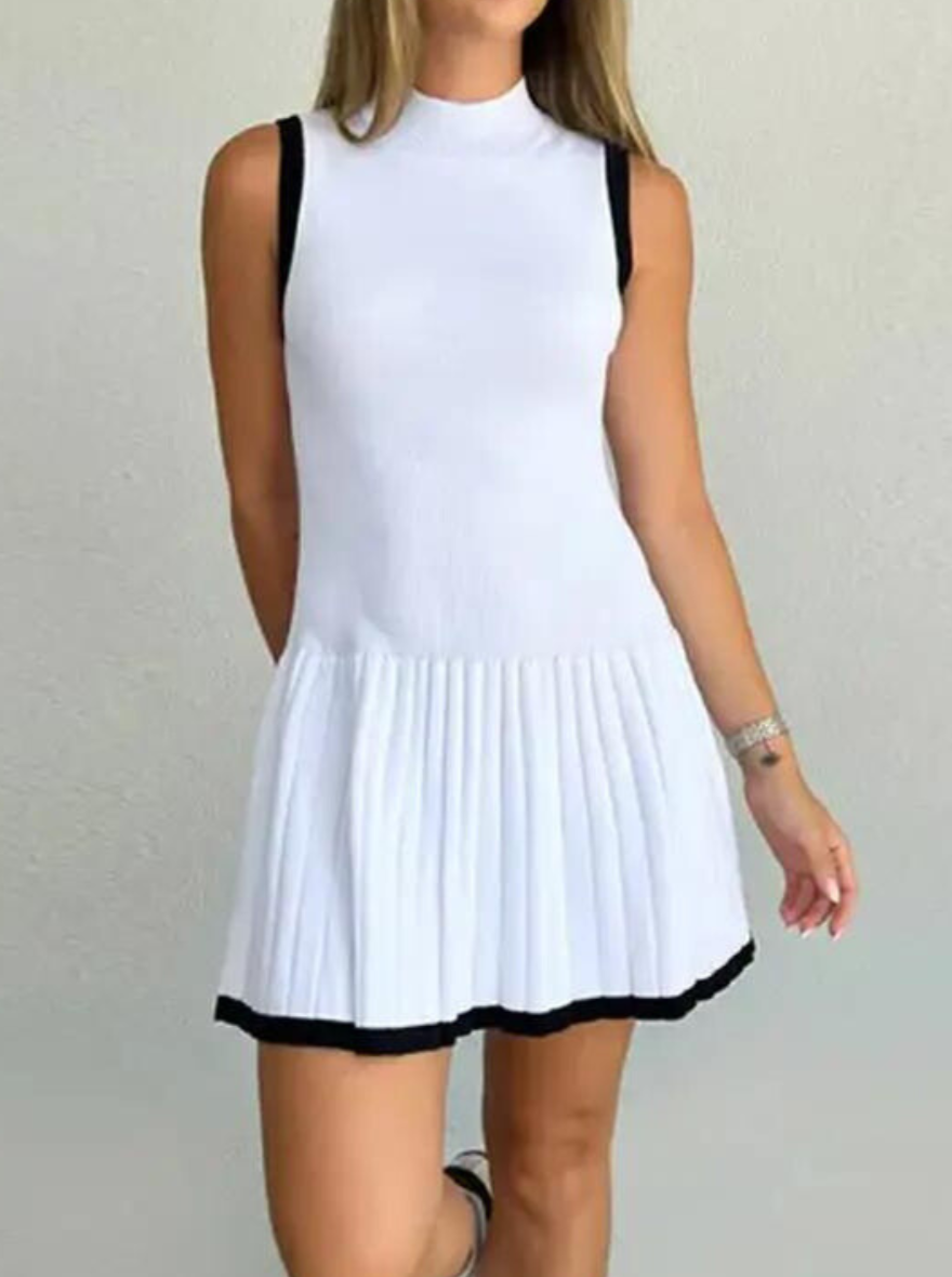 Margot drop-waist kontraststrikket kjole