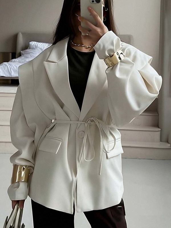 Leandra Wide Sleeves Belted Blazer