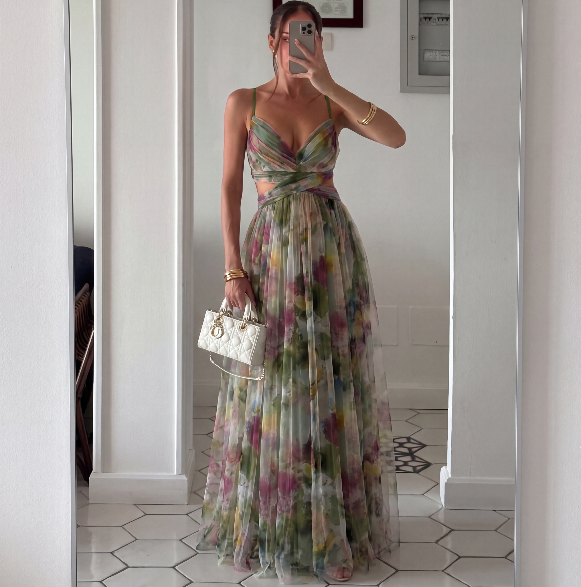 Emma blomster maxi-kjole
