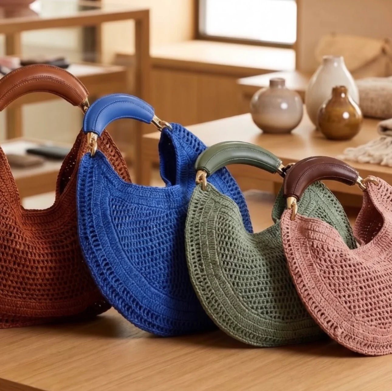 SOERA Bianca Crescent Woven Bag - Bag -  Pink