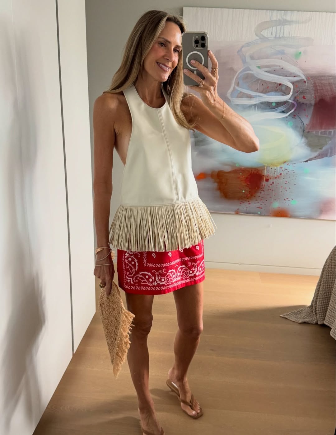 Sierra imitert skinn frynset halter-topp