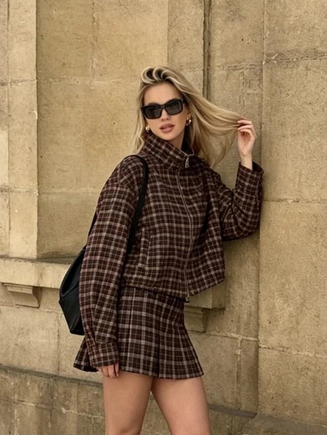SOERA Lily Checked Jacket & Mini Skirt Set - Matching Sets - SOERA-894275-ONL-XS-95523 Jacket Only XS