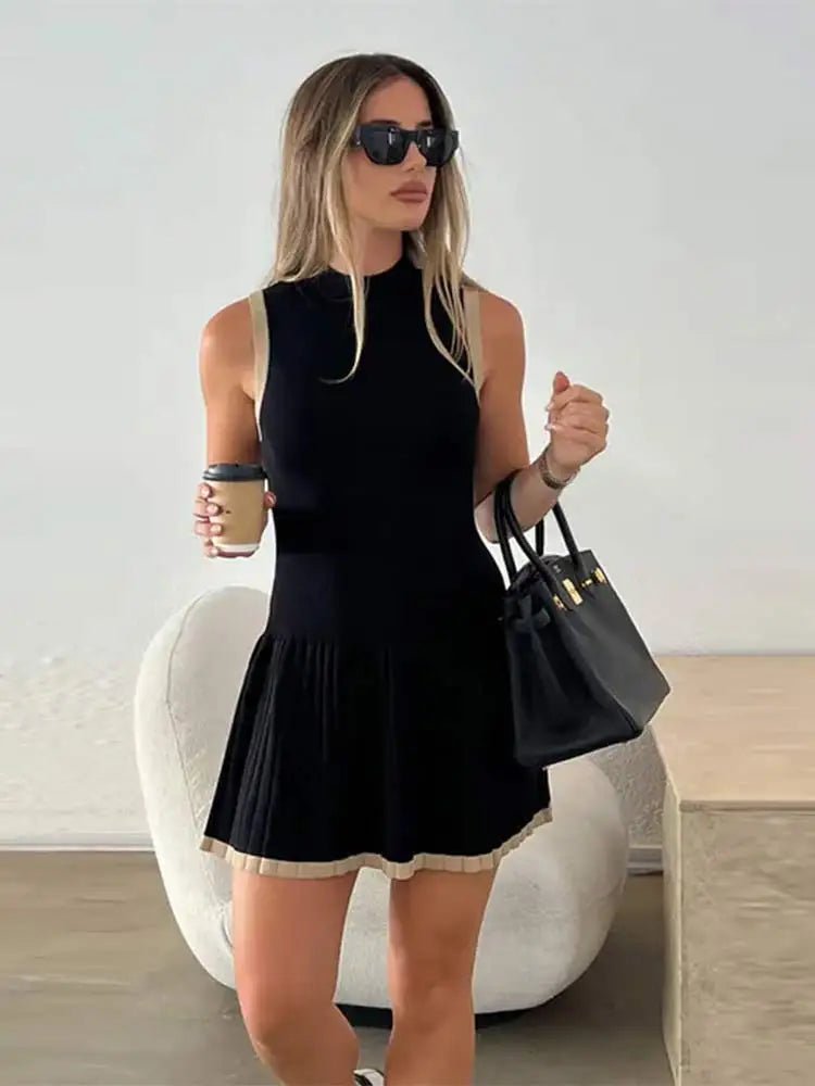 SOERA Margot Drop-Waist Contrast Knit Dress - Dress - SOERA-829443-BLA-S-35939 Black S