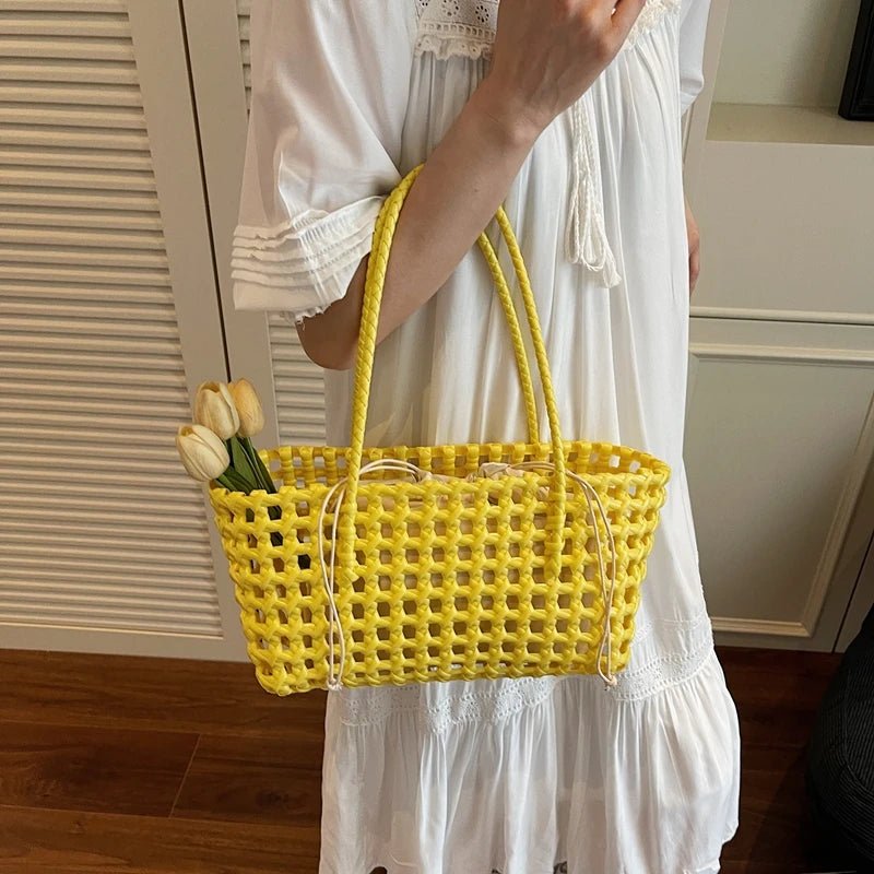 SOERA Claudia Hollowed Shoulder Tote - Bag -  White