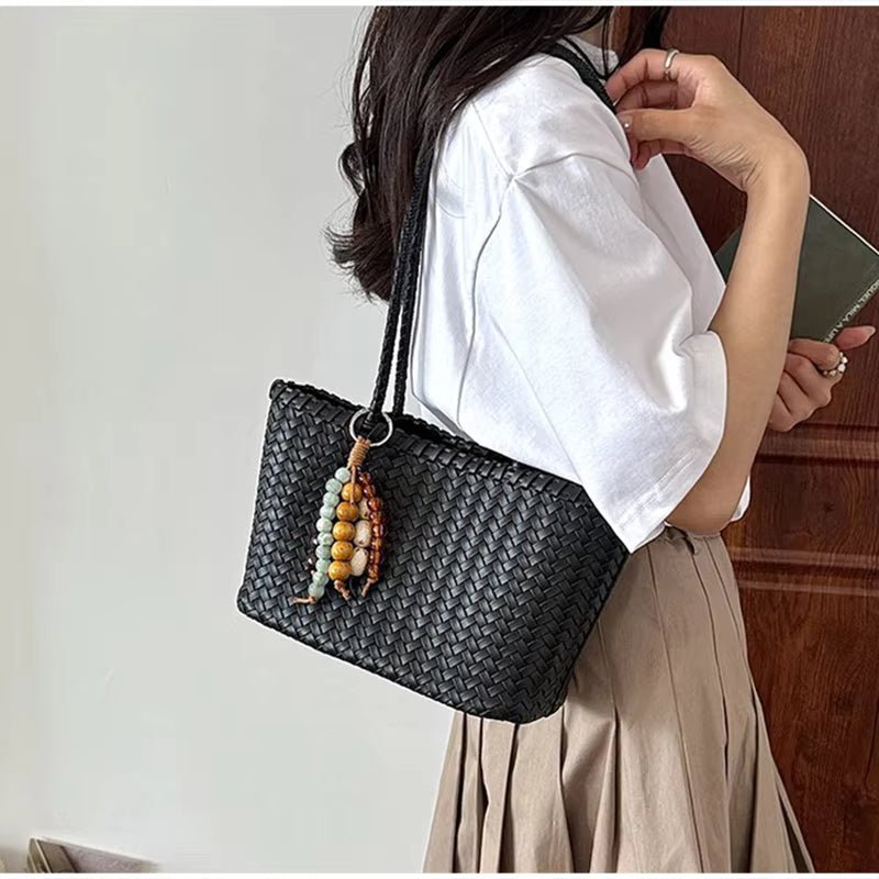 SOERA Emma Straw Woven Tote Bag - Bag -  Black