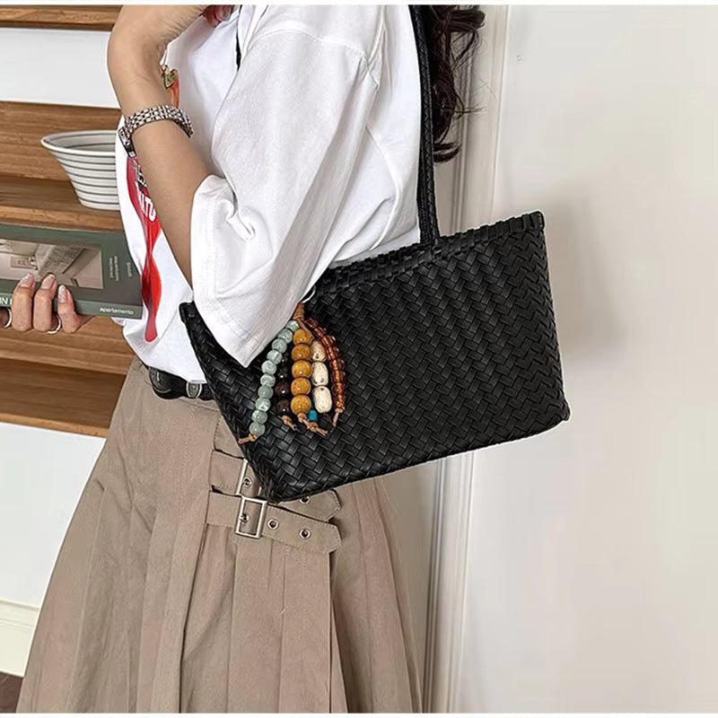 SOERA Emma Straw Woven Tote Bag - Bag -  Black