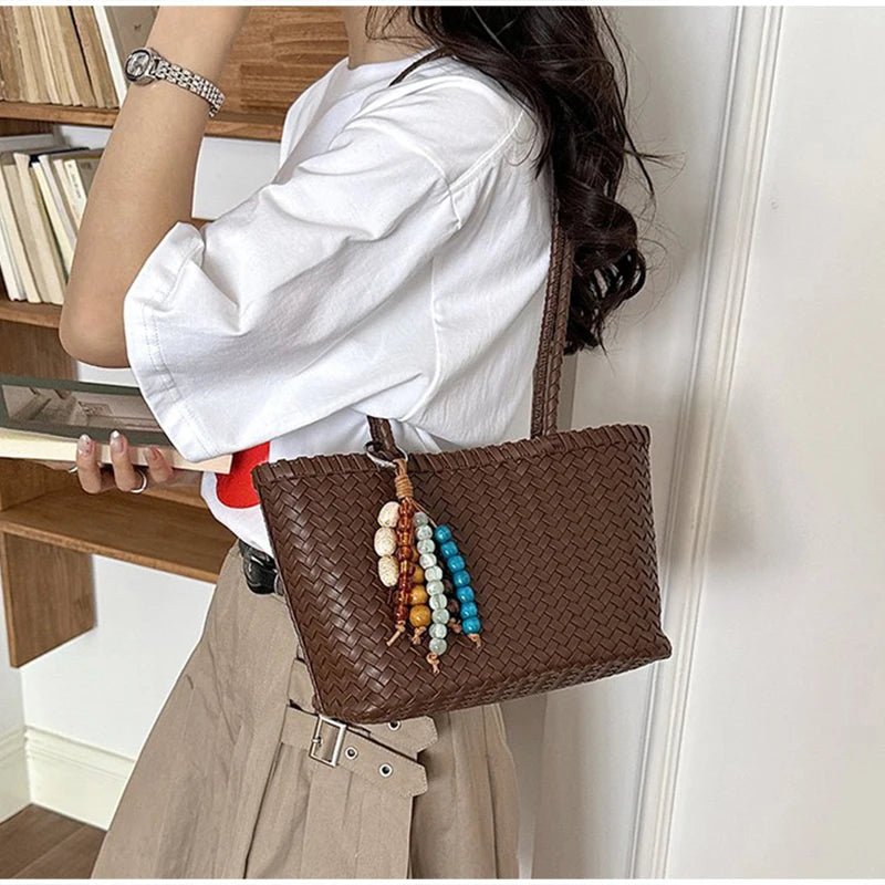 SOERA Emma Straw Woven Tote Bag - Bag -  Brown