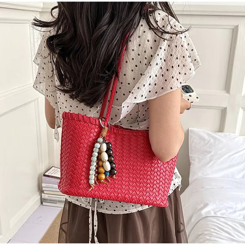 SOERA Emma Straw Woven Tote Bag - Bag -  Red