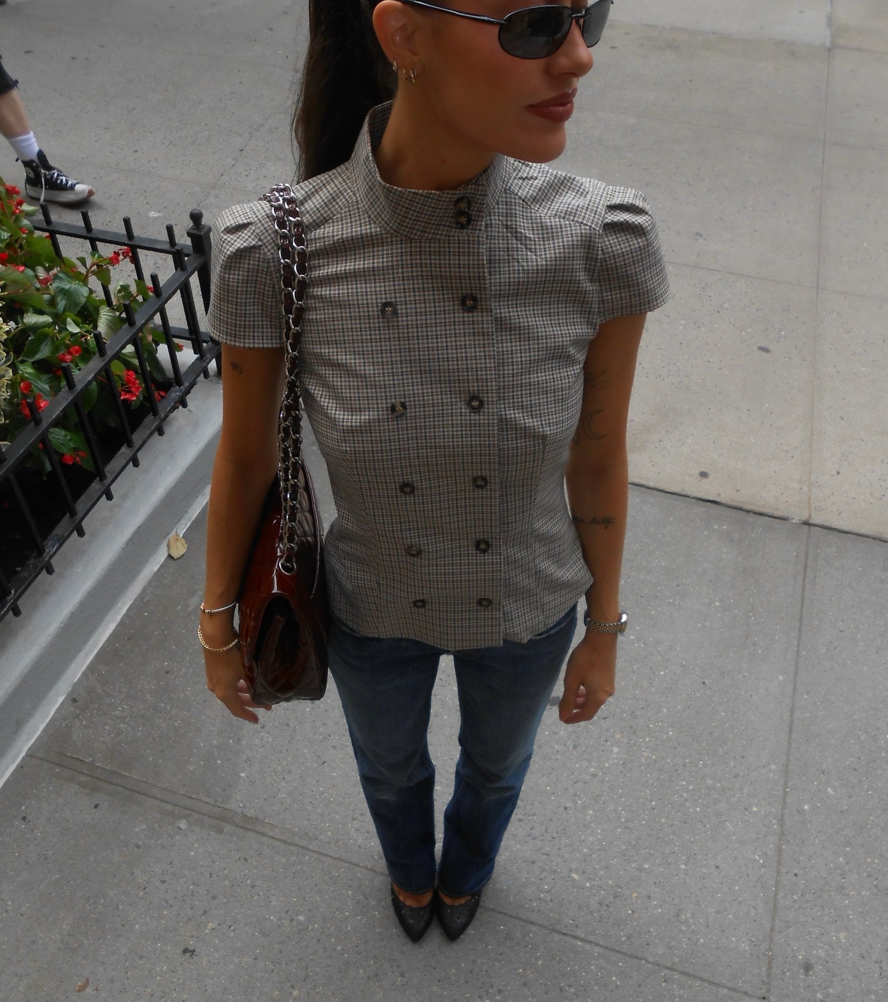 SOERA Claudia High Neck Fitted Plaid Blouse - Blouse - SOERA-213955-1-XS-23523 Gray XS