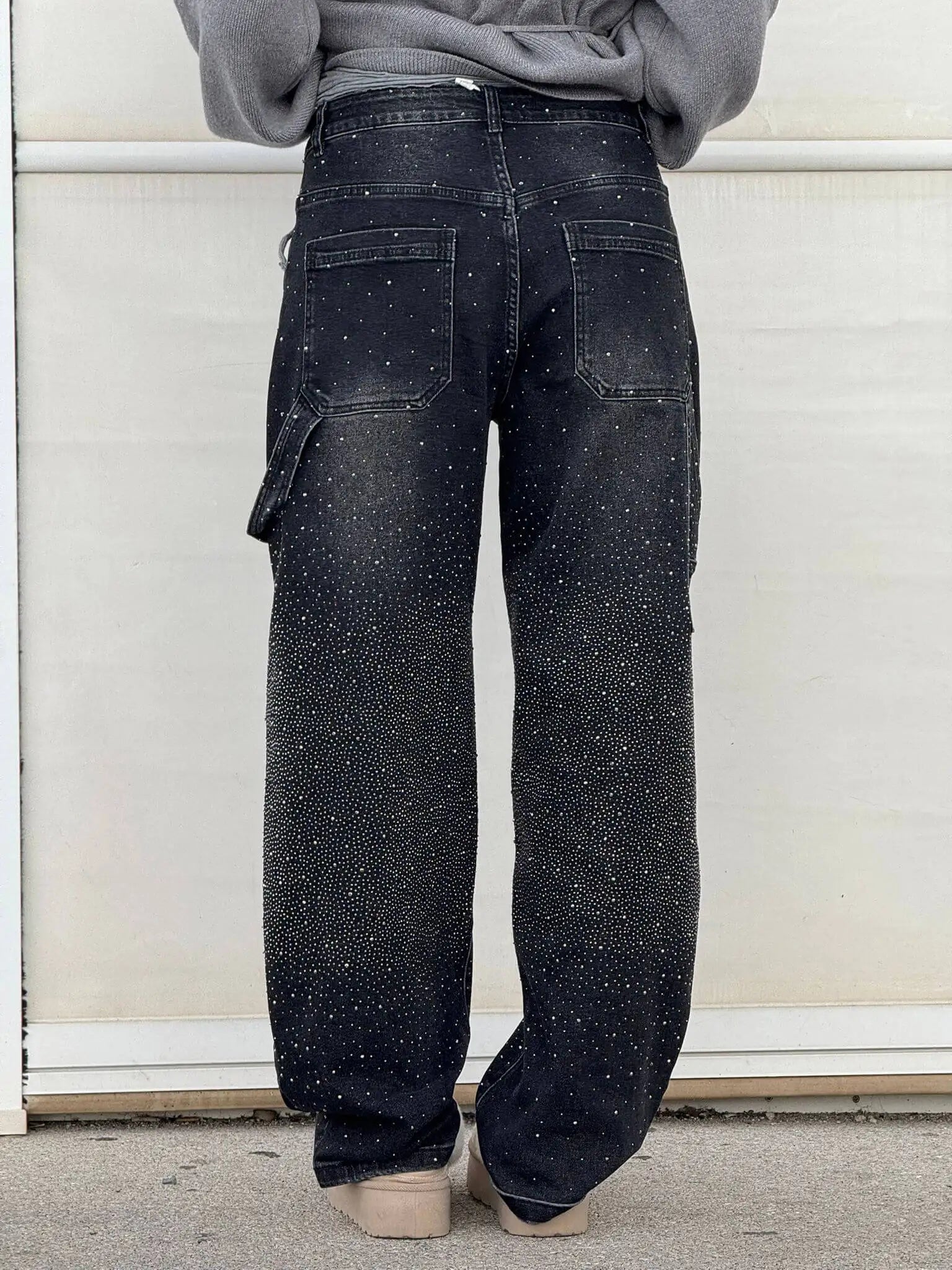 SOERA Jeremy Sparkling Baggy Cargo Denim Pants - Bottoms - 1005010005060881-;dn1768904312308495710 Black S