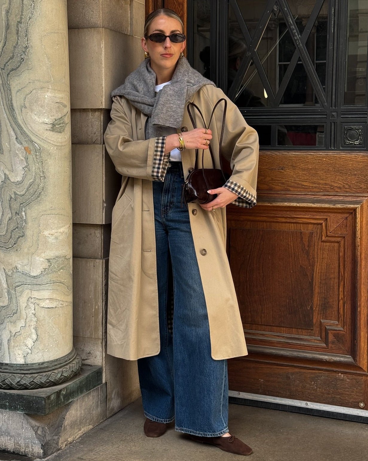 SOERA Annie Check-Accent Mid Trench Coat - Coat - SOERA-299267-KHA-S-26787 Beige S