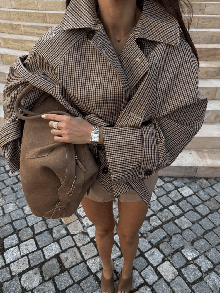 SOERA Jasmin Plaid Funnel Collar Trench Coat - Coat - SOERA-773635-JAC-M-66467 Plaid M