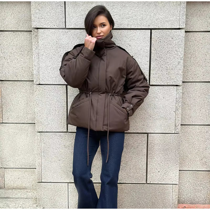 SOERA Mary Oversized Drawstring Waist Puffer Jacket - Coat - SOERA-728579-COF-L-93283 Coffee L