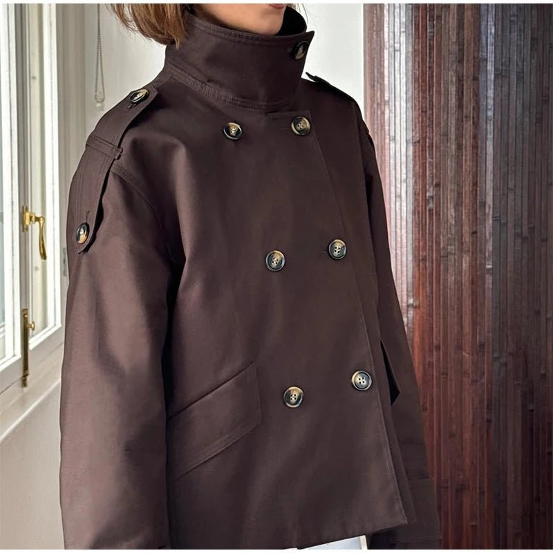 SOERA Vivienne Stand Collar Cropped Trench Coat - Coats & Jackets - 1005008964010132-;bd1774012026582093482 Black S