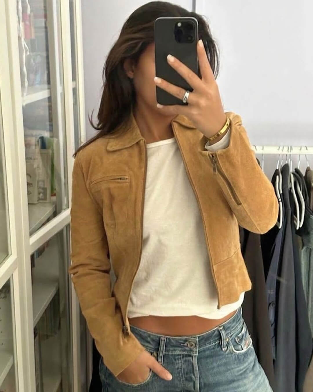 SOERA Yza Suede Cropped Bomber Jacket - Coats & Jackets - Vd1774004001185509345 Beige S