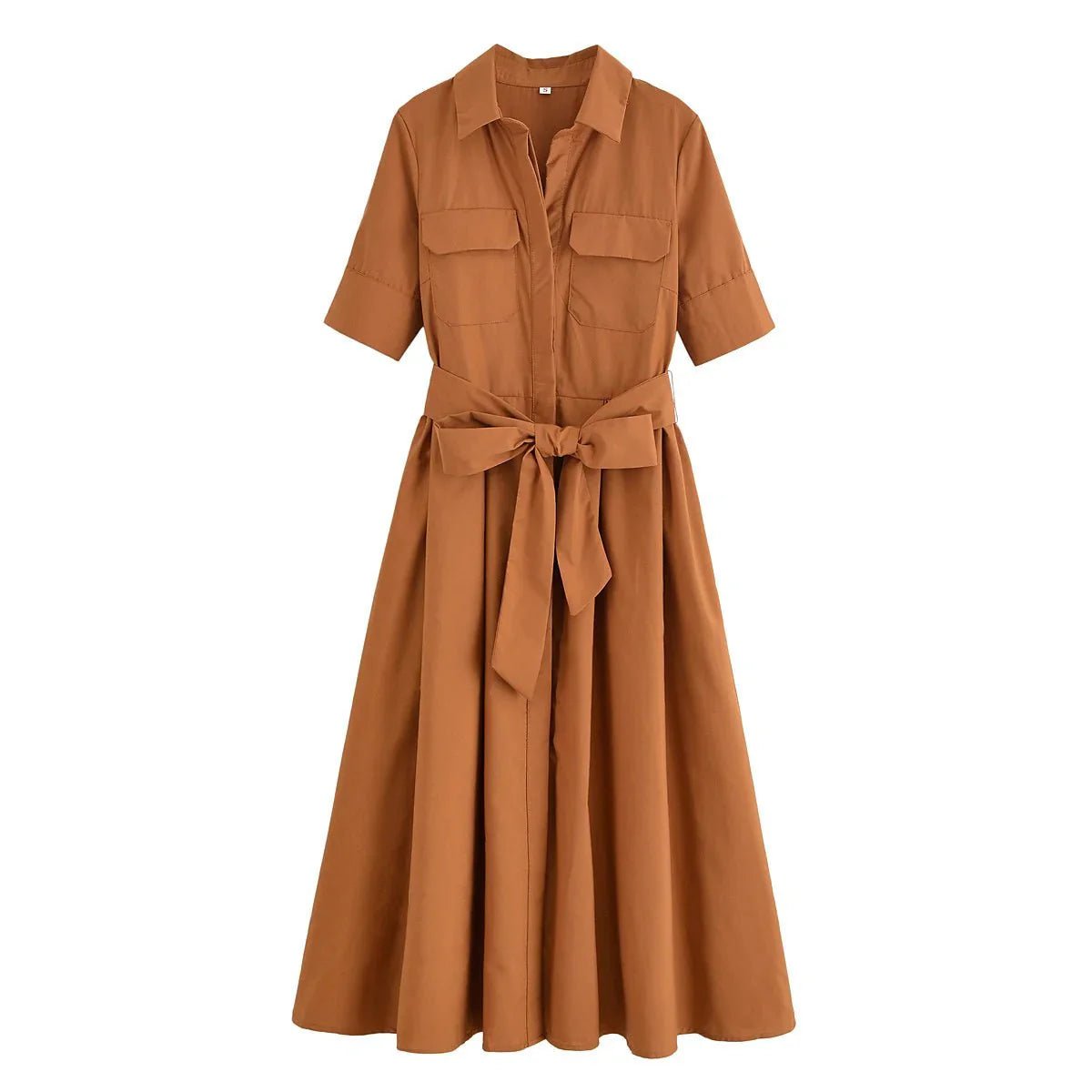 SOERA Beatrice Belted Shirt Midi Dress - Dress -  Brown M