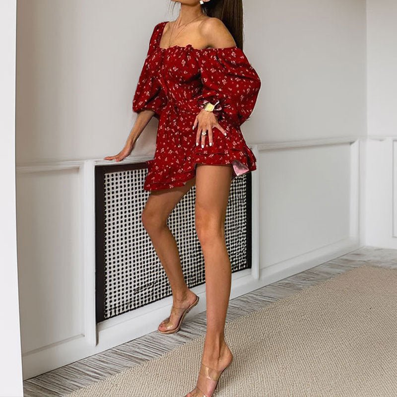 SOERA Bianca Off - Shoulder Ruffled Mini Dress - Dress -  Red M