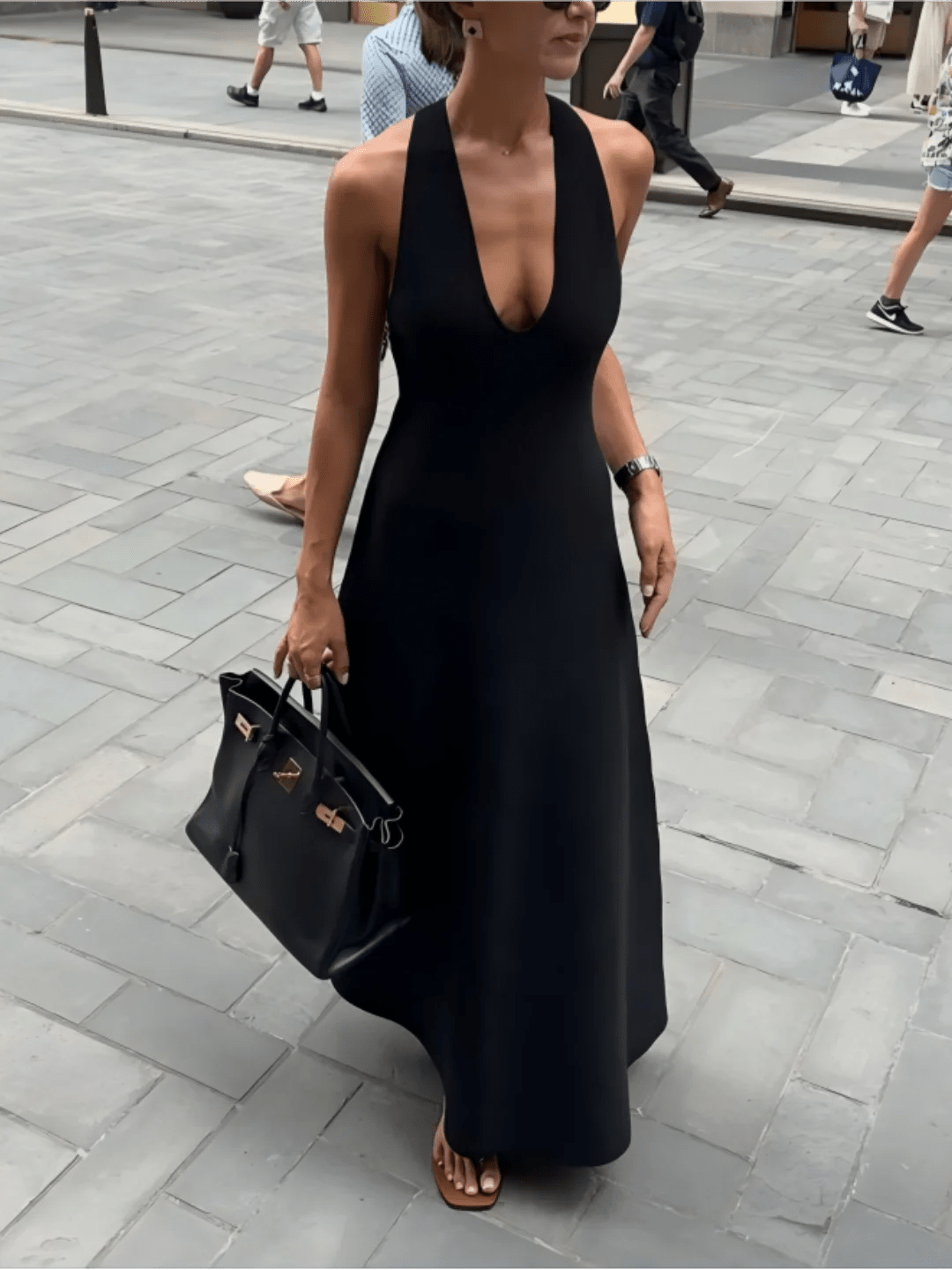 SOERA Celeste Deep V - Neck Halter Maxi Dress - Dress -  M