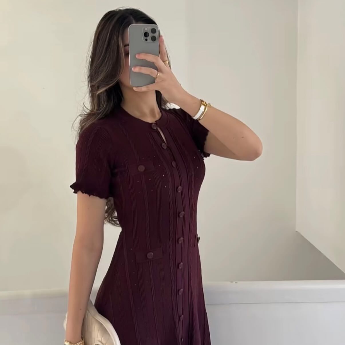 SOERA Erlinda Button - Front Knit Midi Dress - Dress -  Burgundy S