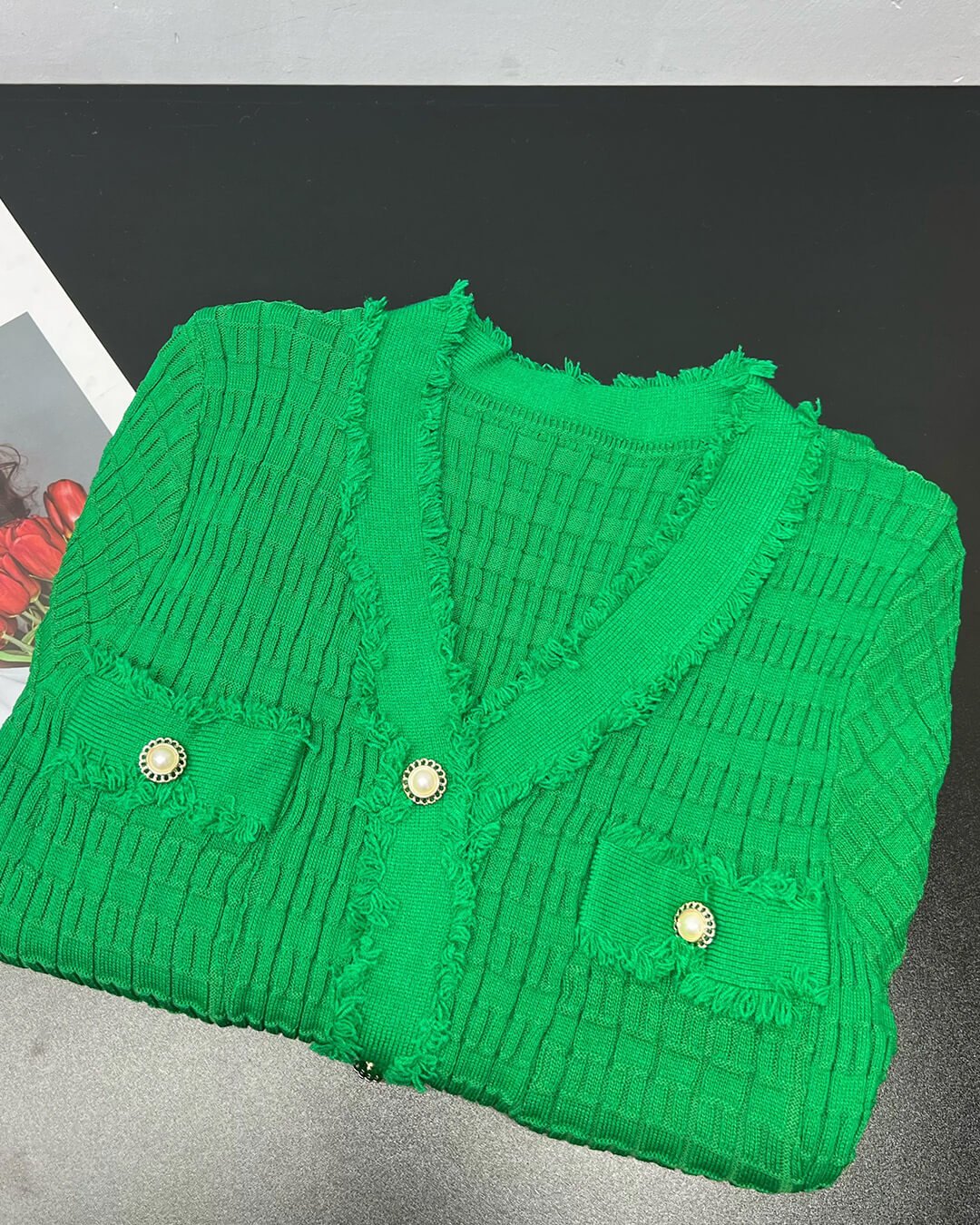 SOERA Valentina V - Neck Knitted Sweater Dress - Dress -  Green
