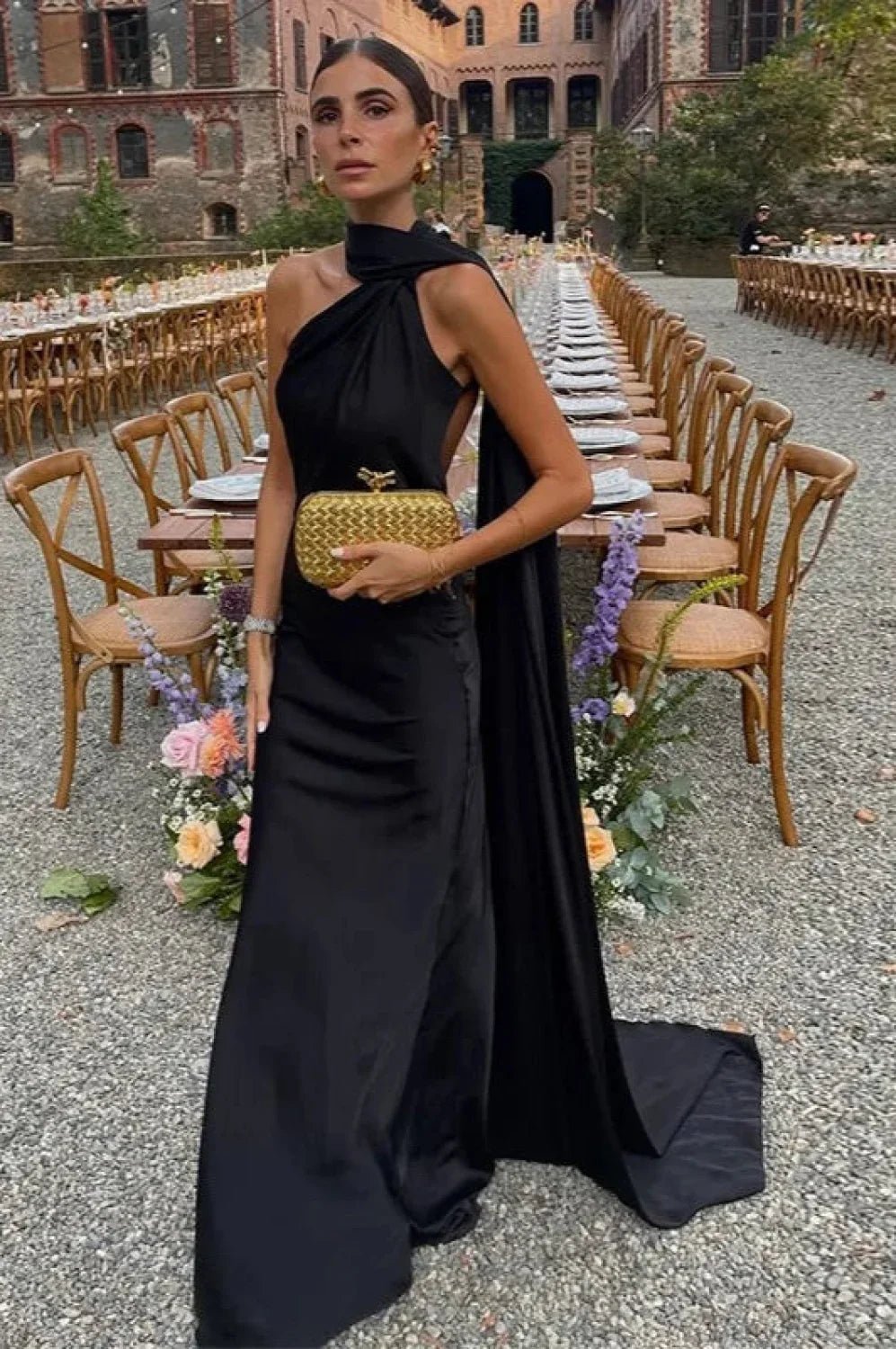 SOERA Beatrice Halter Backless Silk Satin Maxi Dress - Dresses -  Black S