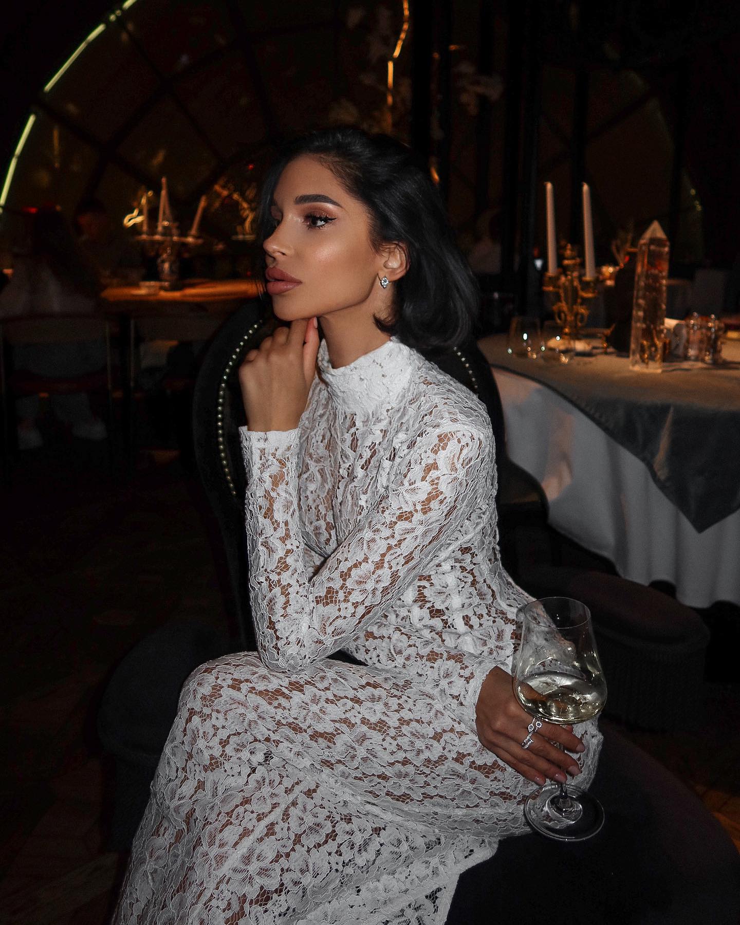 SOERA Vina Lace High - Neck Maxi Dress - Dresses -  White M